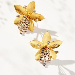 Anthropologie NWT Shimmer Flower Post Earrings